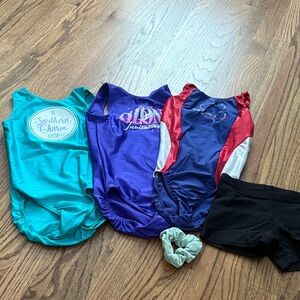 Colorful Gymnastics Leotards and Shorts Set